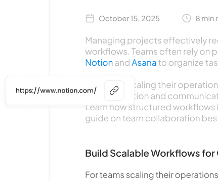 Article with smart internal and external links