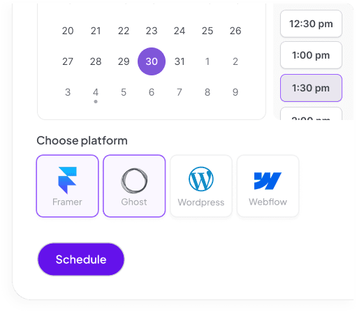 Scheduled Publishing - Schedule interface with platform selection