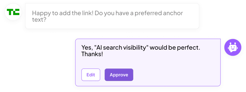 Inbox management interface showing email threads, approval workflow, and response tracking