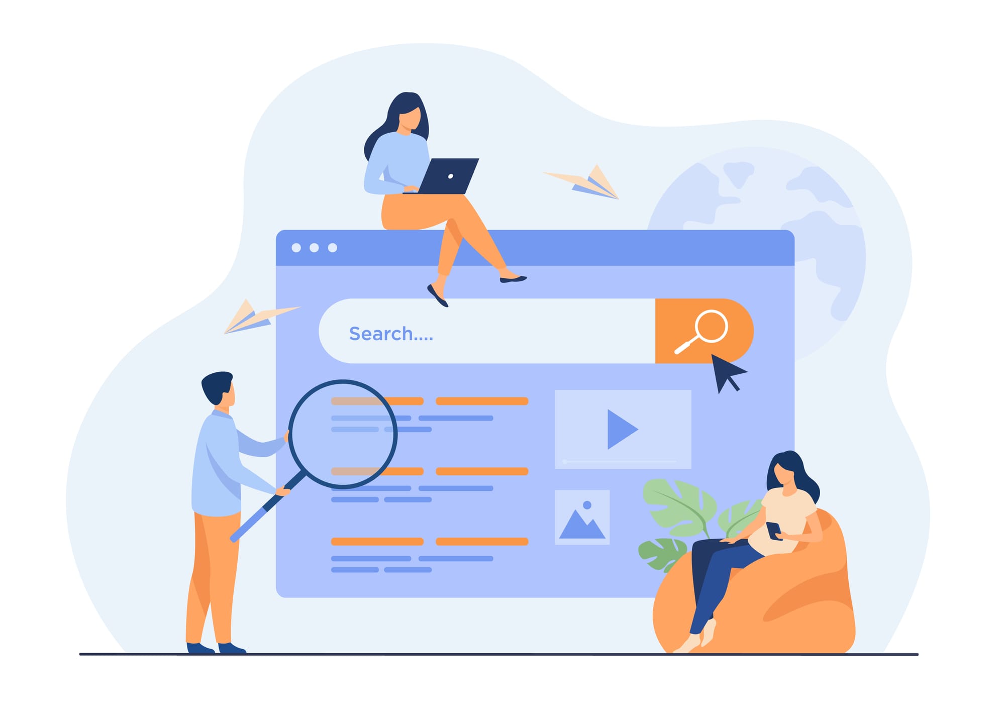 Website search engine interface, representing content discoverability.