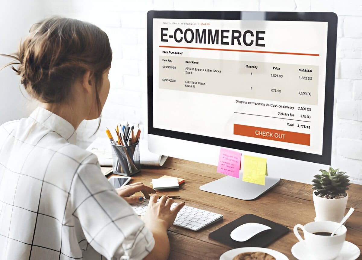 Person working on an e-commerce checkout page